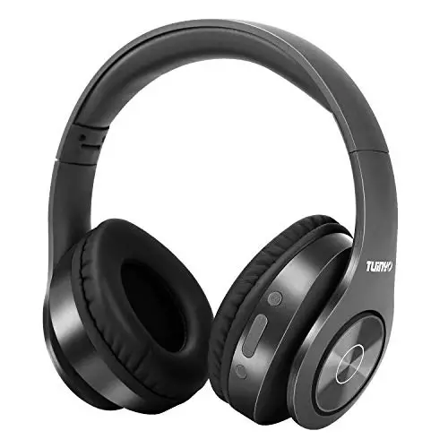 TUINYO Bluetooth minigarnituralari simsiz, quloq ustidagi stereo simsiz garnitura 40 soatlik chuqur bass bilan, yumshoq xotirali proteinli quloqchinlar, o'rnatilgan mikrofonli simli rejim kompyuter/uyali telefonlar/TV-to'q kulrang … - TUINYO