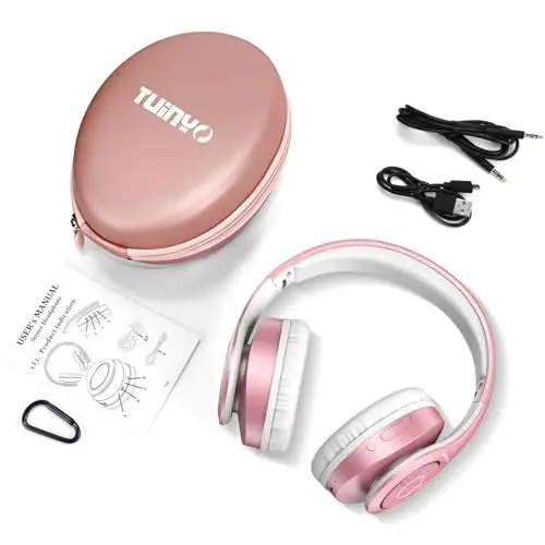 TUINYO Get Immersed in Audio Wireless Headphones - Over Ear, Bluetooth, Foldable & with Mic - Perfect for Travel, Work, TV and Cellphone - 6