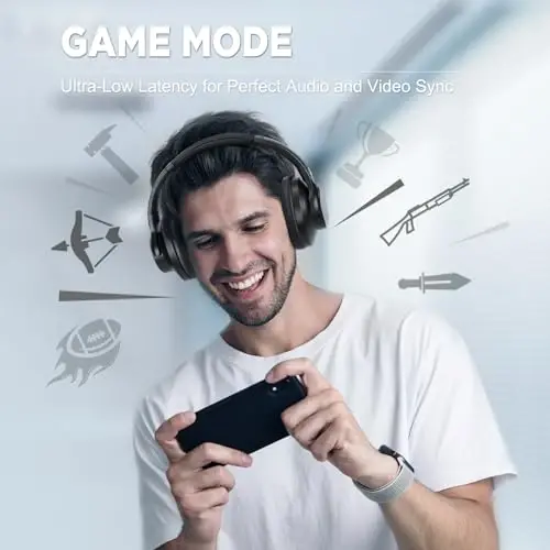 TUINYO Wireless Headphones Noise Cancelling Over Ear Bluetooth Headphones with 60H Playtime, Deep Bass Hi-Fi Stereo Sound & Comfortable Earpads for Travel, Home and Office-Black - 4