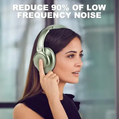 TUINYO simsiz quloqchinlar - shovqinni bekor qiluvchi quloq Bluetooth quloqchinlari, 60 soatlik oʻyin vaqti, chuqur bassli Hi-Fi stereo ovoz va sayohat, uy va ofis uchun qulay quloq yostiqchalari - yashil… - TUINYO (1)