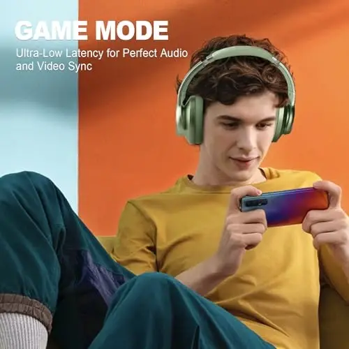 TUINYO simsiz quloqchinlar - shovqinni bekor qiluvchi quloq Bluetooth quloqchinlari, 60 soatlik oʻyin vaqti, chuqur bassli Hi-Fi stereo ovoz va sayohat, uy va ofis uchun qulay quloq yostiqchalari - yashil… - 4