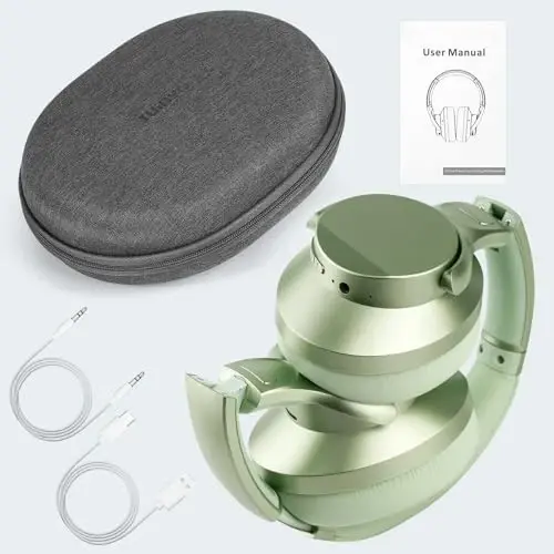 TUINYO simsiz quloqchinlar - shovqinni bekor qiluvchi quloq Bluetooth quloqchinlari, 60 soatlik oʻyin vaqti, chuqur bassli Hi-Fi stereo ovoz va sayohat, uy va ofis uchun qulay quloq yostiqchalari - yashil… - 6