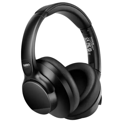 TUINYO simsiz quloqchinlar shovqinni bekor qiluvchi quloq ustidagi Bluetooth quloqchinlar, 60 soatlik tinglash vaqti, chuqur bas Hi-Fi stereo ovoz va sayohat, uy va ofis uchun qulay quloq yostiqchalari-qora - 1