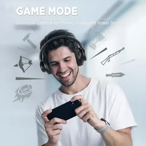 TUINYO simsiz quloqchinlar shovqinni bekor qiluvchi quloq ustidagi Bluetooth quloqchinlar, 60 soatlik tinglash vaqti, chuqur bas Hi-Fi stereo ovoz va sayohat, uy va ofis uchun qulay quloq yostiqchalari-qora - 4