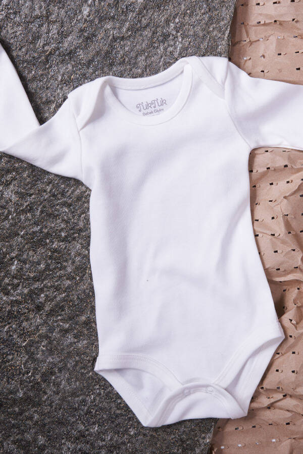 TukTuk 100% Cotton White Long Sleeve Baby Bodysuit - 1