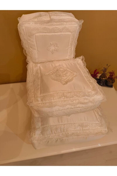 3 Lü Damat Gelin Hurcu Çeyizlik Saten Bohça Nişan Gelin Damat Hurç Seti Gelin Hurcu-Beyaz - AYHOME (1)