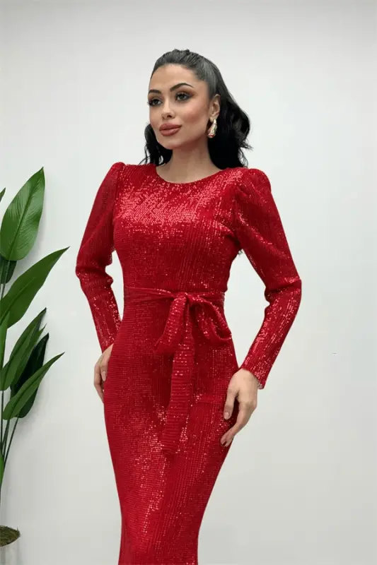 Tül payetli balikcha kiyimi - QIZIL - 2