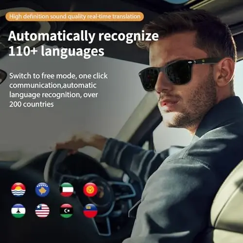 Tulbeys AI erkaklar va ayollar uchun ko'zoynaklar, ChatGPT bilan real vaqtda tarjima qiluvchi aqlli ko'zoynaklar, simsiz Bluetooth UV himoyasi поляризационный aqlli quyoshdan saqlaydigan ko'zoynaklar 160+ til bilan, sayohat, o'qish va biznes uchun ideal - 3