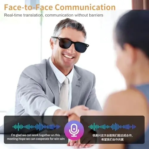 Tulbeys AI Glasses for Men Women, Real-Time Translation Smart Glasses with ChatGPT, Wireless Bluetooth UV Protection Polarized Smart Sunglasses with 160+ Languages, Ideal for Travel Study & Business - 6