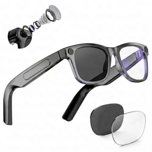 Tulbeys AI Smart Glasses with Camera, 1080P Video & Real-Time Translation | 8MP HD Camera with EIS, 139+ Language Translation, Open-Ear Audio Bluetooth Sunglasses, Object Recognition, 410 mAh Battery - 1
