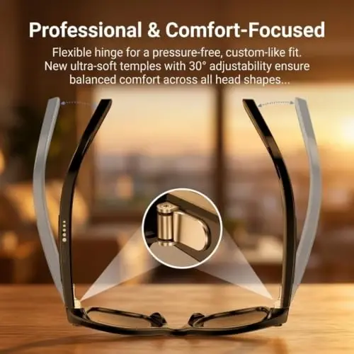 Tulbeys AI Smart Glasses with Camera, 1080P Video & Real-Time Translation | 8MP HD Camera with EIS, 139+ Language Translation, Open-Ear Audio Bluetooth Sunglasses, Object Recognition, 410 mAh Battery - 3
