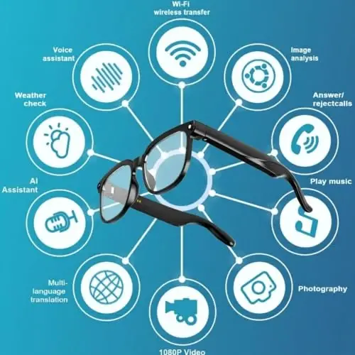 Tulbeys AI Smart Glasses with Camera, 8MP Camera, AI Translation & 4 Lenses | 1080P Video, AI Object Recognition, AI Voice Assistant, Open-Ear Bluetooth Sunglasses, 4GB Storage, IP65 Water Resistant - Tulbeys (1)