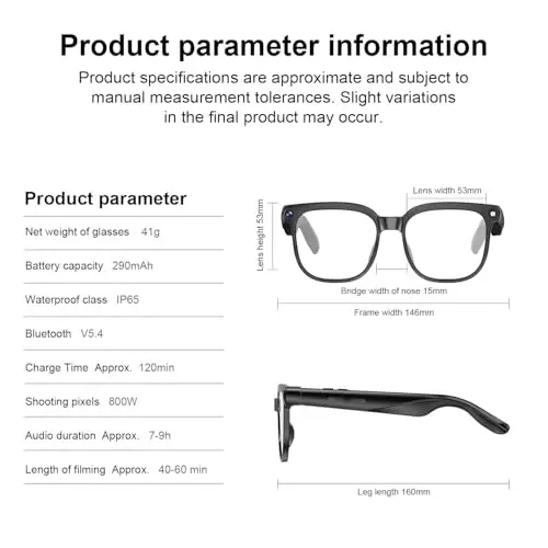 Tulbeys AI Smart Glasses with Camera, 8MP Camera, AI Translation & 4 Lenses | 1080P Video, AI Object Recognition, AI Voice Assistant, Open-Ear Bluetooth Sunglasses, 4GB Storage, IP65 Water Resistant - 6