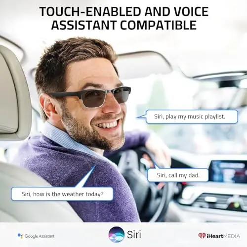 Tulbeys Smart Glasses Bluetooth - IP5 Suvga chidamli Audio Quyoshdan saqlaydigan ko'zoynaklar Ayollar va erkaklar uchun, Ochiq quloqli Ovoz O'rnatilgan Mik & Dinamiklar, Polarizatsiyalangan Quyoshdan saqlaydigan ko'zoynaklar Smart Qurilmalar Ovozli Yordamchi (Kumush) - 6