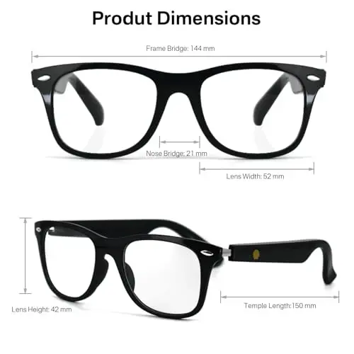 Tulbeys Smart Glasses for Men and Women, Blue Light Filtering Lenses, Bluetooth Audio Glasses with Mic & Speakers, Touch & Voice Assistant Compatible - Up to 6 Hrs Battery, for Office, Driving - 3