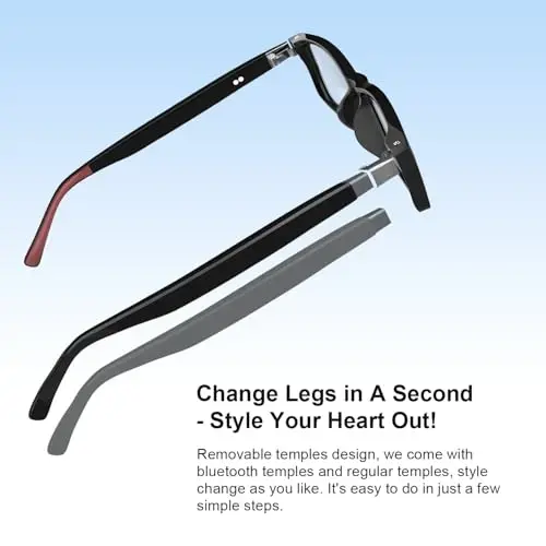 Tulbeys Smart Glasses for Men Women, Classic Smart Eyewear with Detachable Ultra-Slim Arms, Blue Light Filtering, Open Ear Bluetooth Audio Glasses – Ultra-Light Design for Business and Daily Use - 6
