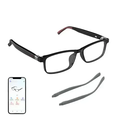 Tulbeys Smart Glasses - Ochiq Quloqli Anti-Moviy Nurli Bluetooth Audio Ko'zoynaklar Erkaklar Ayollar uchun, Tungi Ko'rish & UV Polarizatsiyalangan Magnit Linzalari, Ovozli Yordamchi, Ishlash/Haydash/Dam olish uchun Bluetooth Quyosh Ko'zoynaklari - TULBEYS