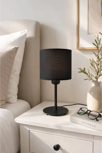 Tulip Lampshade Black Fabric Hat || Table Lamp Night Lamp Modern Lampshade Bedside Lamp Decorative Lampshade Bedroom Lighting Console Top Decor Living Room Decoration Bedside Lighting Bedside Lamp - Black Tulip Lampshade Black Fabric Hat 65014 - 3