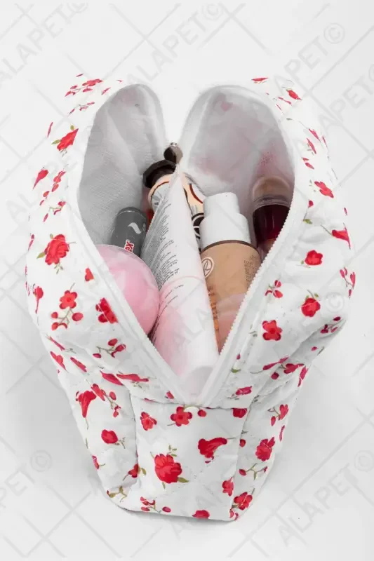 Tulip Pattern Makeup Bag (Large Size) Quilted Pattern Ultra Soft - 2
