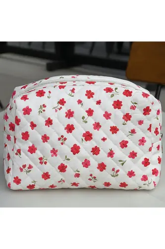 Tulip Pattern Makeup Bag (Large Size) Quilted Pattern Ultra Soft - 1