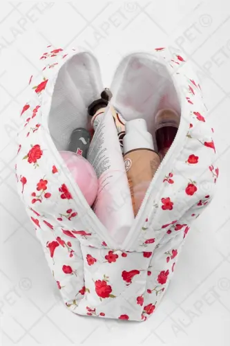 Tulip Pattern Makeup Bag (Large Size) Quilted Pattern Ultra Soft - 2