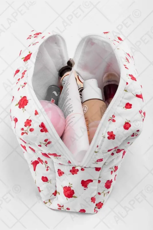 Tulip Pattern Makeup Bag (Large Size) Quilted Pattern Ultra Soft - 2