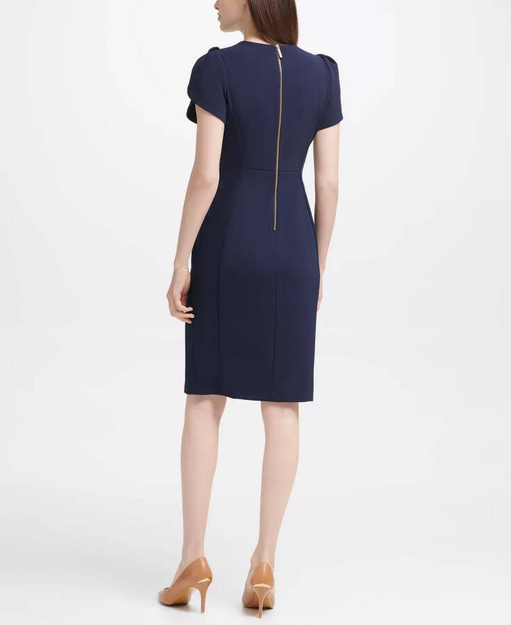 Tulip-Sleeve Sheath Dress Indigo - 2