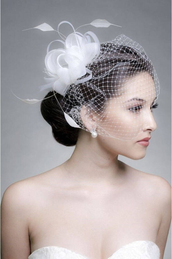 Tulle Bridal Crown Wedding Accessory, Wedding Veil Hat, Wedding Hat - 57