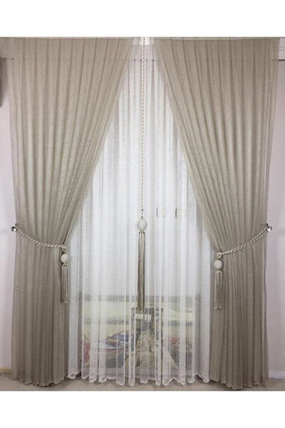 TULLE FABRIC CURTAIN TWO PANELS - 1