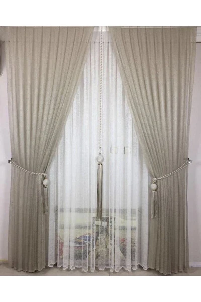 TULLE FABRIC CURTAIN TWO PANELS - CEYLANLAR