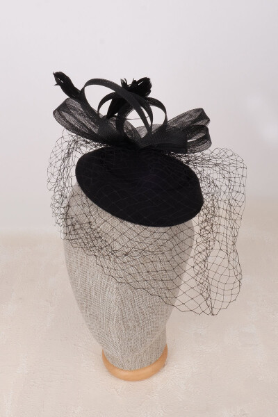 Tulle Veil Feathered Bridal Wedding Cap Hat - 1