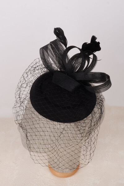 Tulle Veil Feathered Bridal Wedding Cap Hat - LIMELIA (1)