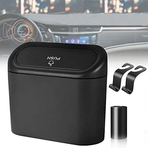 Tulsondai Car Trash can, mini Trunk Push Hanging Portable car Trash can with 2 Automatic Hooks and Disposable Trash Bags, Suitable for car, Home, Office - 1