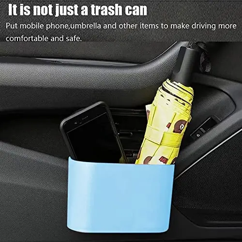 Tulsondai Car Trash Can, Mini Car Bin with Lid 2 Trash Bag Blue, Cute Car Accessories for Storage and Organization，Small Trash Can for car，Bedroom and Office - 6