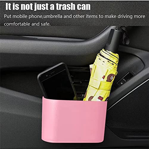 Tulsondai Car Trash Can, Mini Trunk Push Hanging Portable Car Bin with 2 roll Disposable Trash Bag for Car, Home, Office. (Car Trash can Pink) - 3