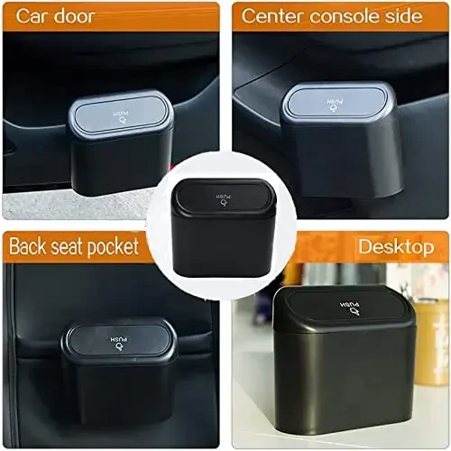 Tulsondai Car Trash Can with Lid, Mini Universal Vehicle Mini Leakproof Garbage Can Bin with 30pcs Trash Bags, Waterproof Car Bin for Front Back Seat Accessories for Auto Office Home(Black) - 7