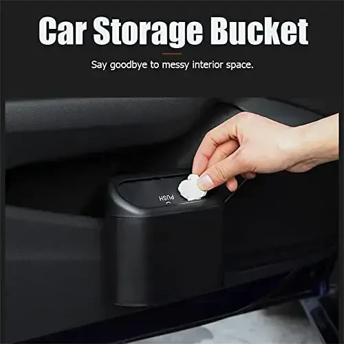 Tulsondai Car Trash Can with Lid, Mini Universal Vehicle Mini Leakproof Garbage Can Bin with 30pcs Trash Bags，Waterproof Car Bin for Front Back Seat Accessories for Auto Office Home(Black) - 3