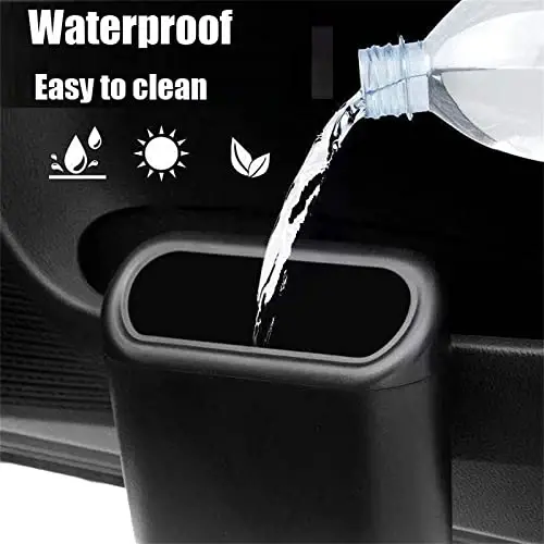 Tulsondai Car Trash Can with Lid, Mini Universal Vehicle Mini Leakproof Garbage Can Bin with 30pcs Trash Bags，Waterproof Car Bin for Front Back Seat Accessories for Auto Office Home(Black) - 5