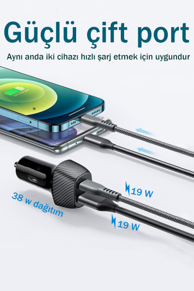 Tüm Araçlara Uyumlu Type-c Ve Usb Girişli Araç Metal Çakmaklık Şarj Aleti Şarz Cihazı Soketi - 5