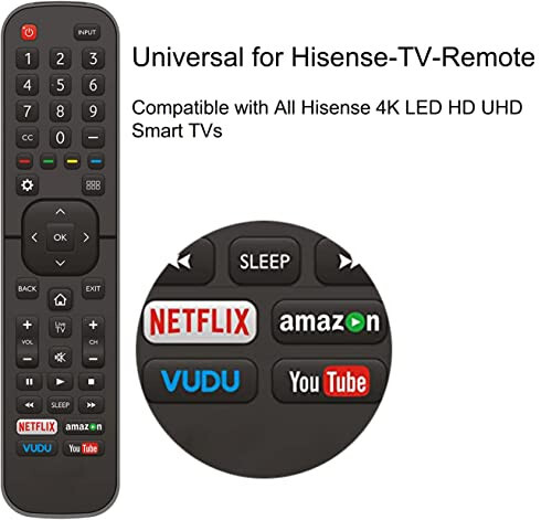 Tüm Hisense TV'ler için Evrensel Uzaktan Kumanda - Tüm Hisense 4K LED HD UHD Akıllı TV'lerle Uyumlu - Kurulum Gerektirmez - 11