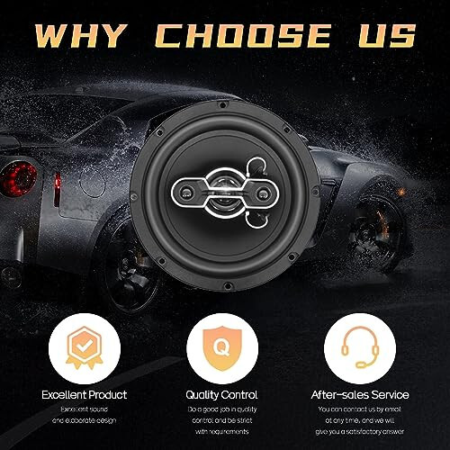 TUMAN Pro 6.5'' Car Speakers, 500 Watt Max 4-Way Coaxial Speakers, Professional Sound Stereo, No Distortion, Mylar Tweeter (1 Pair) - 3
