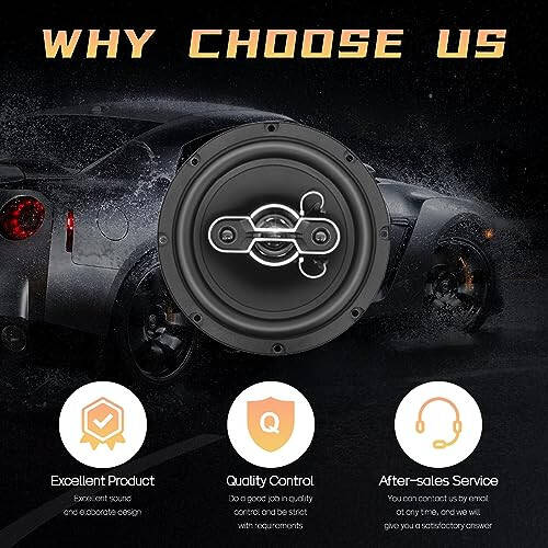 TUMAN Pro 6.5'' Car Speakers, 500 Watt Max 4-Way Coaxial Speakers, Professional Sound Stereo, No Distortion, Mylar Tweeter (1 Pair) - 3