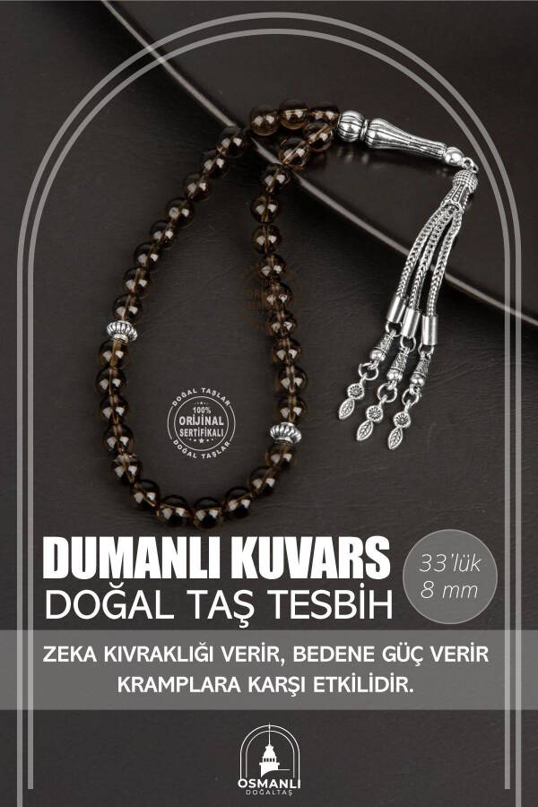 Tumanli Kvars Tabiiy Tosh Tesbi 33lik - 8mm - 1