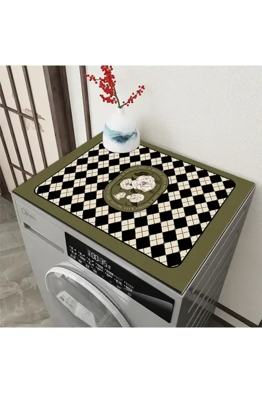 Tumble Dryer Cover Protective Mat Waterproof Non-Slip Washable-PATTERN - 1