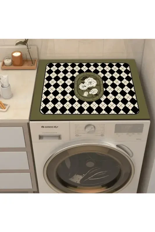 Tumble Dryer Cover Protective Mat Waterproof Non-Slip Washable-PATTERN - 3