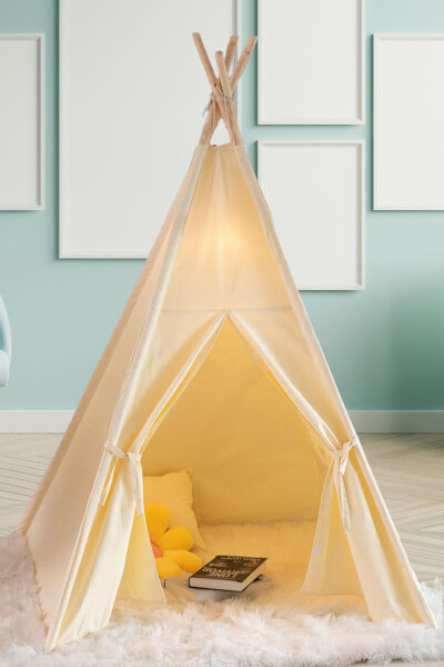 Tumble Free Padded Play Area Teepee Indian Wood Pole Big Play Tent - IRK LEMOON