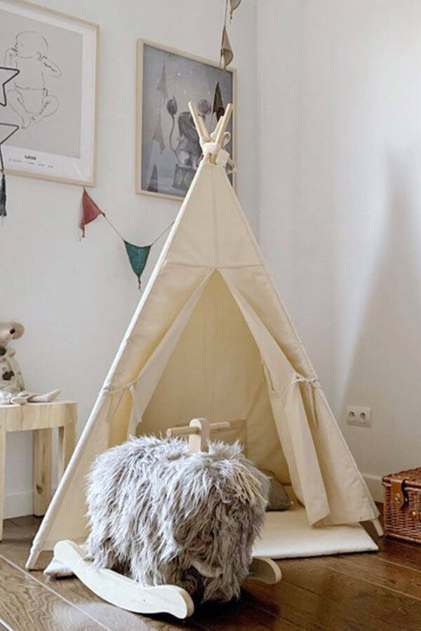 Tumble Free Padded Play Area Teepee Indian Wood Pole Big Play Tent - 5