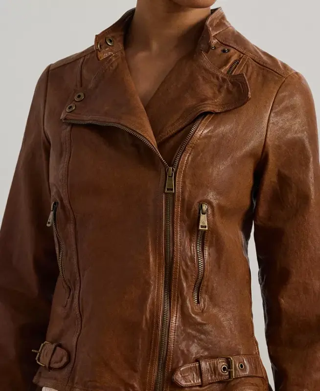 Tumbled-Leather Jacket - Dark Walnut - 3