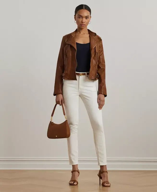Tumbled-Leather Jacket - Dark WalnutQayta ishlangan charm kurtka - To'q yong'oq rangli - 5