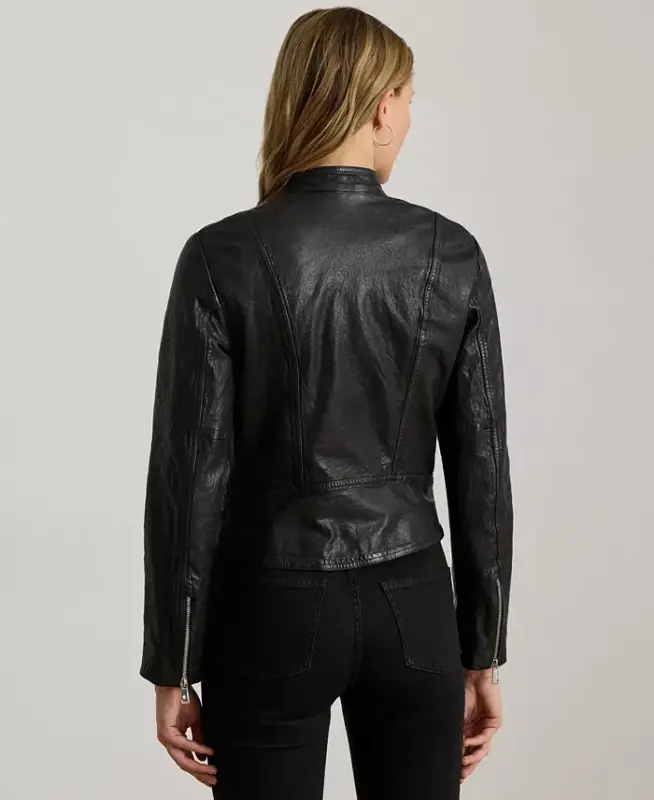 Tumbled-Leather Jacket - Polo Black - 2